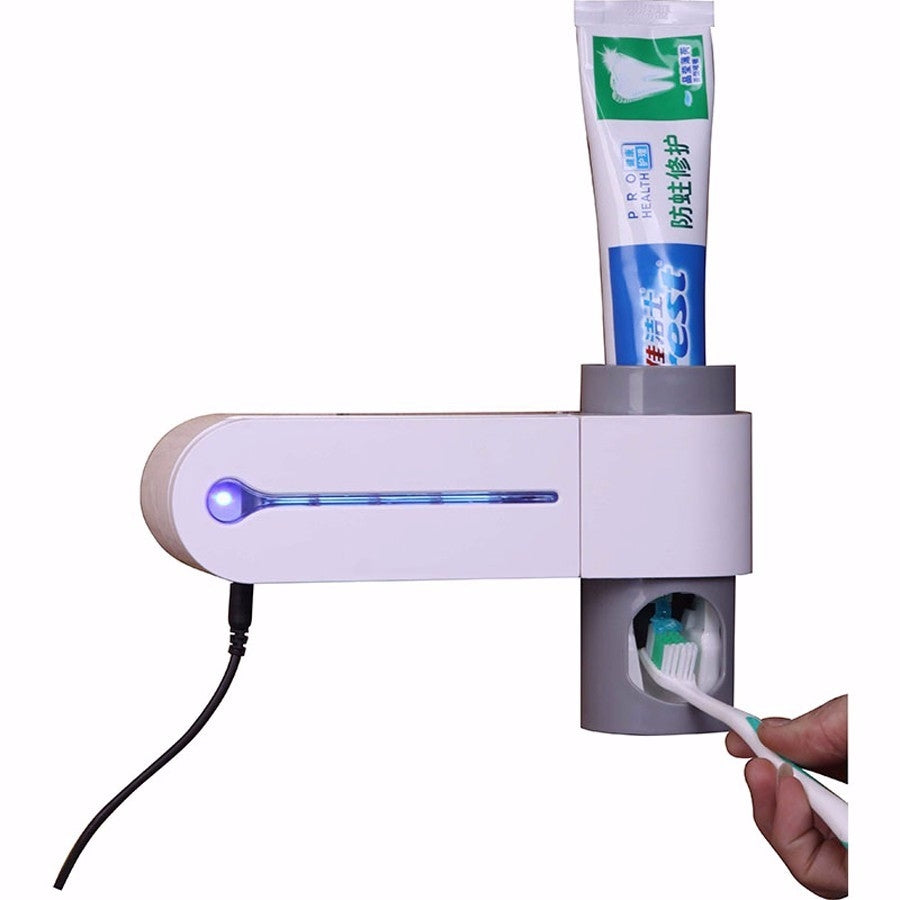 ELECTROPRIME Automatic Toothpaste Dispenser Dental UV Ultraviolet Toothbrush Sterilizer Storage Holder(US Plug)