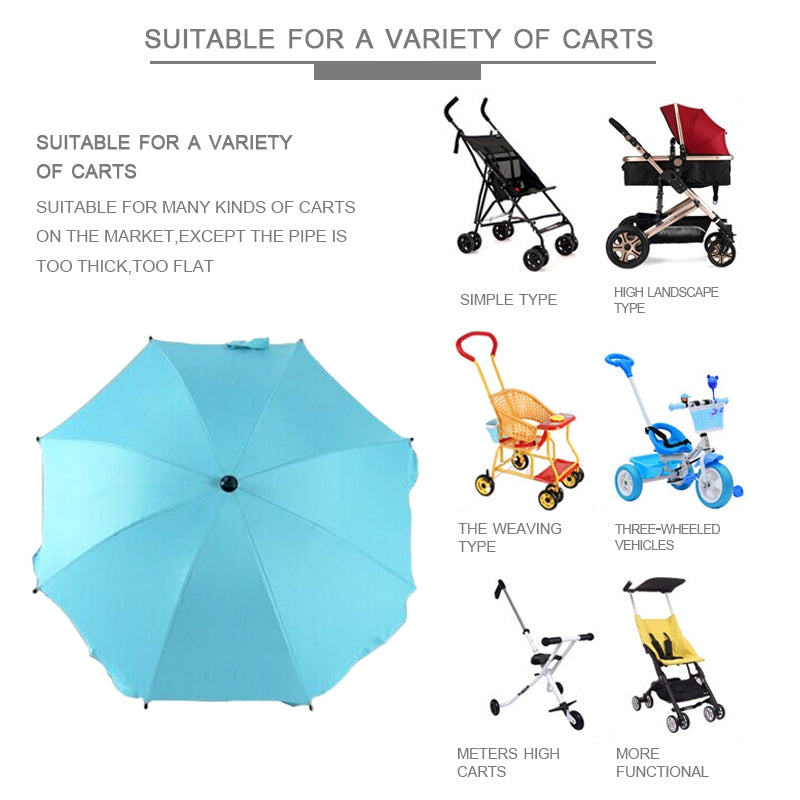 ELECTROPRIME Adjustable Laciness Umbrella For Golf Carts, Baby Strollers/Prams And Wheelchairs To Provide Protection From Rain And The Sun(Azure)