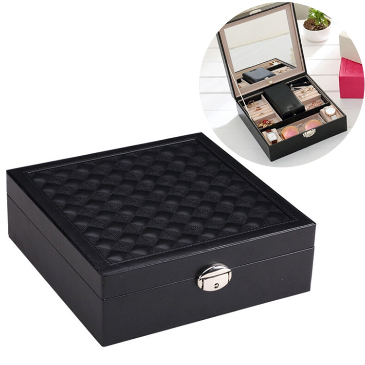 ELECTROPRIME Wooden Jewelry Box Necklace Ring Storage Organizer Large Jewel Cabinet Gift Case(Black)
