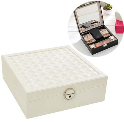 ELECTROPRIME Wooden Jewelry Box Necklace Ring Storage Organizer Large Jewel Cabinet Gift Case(White)