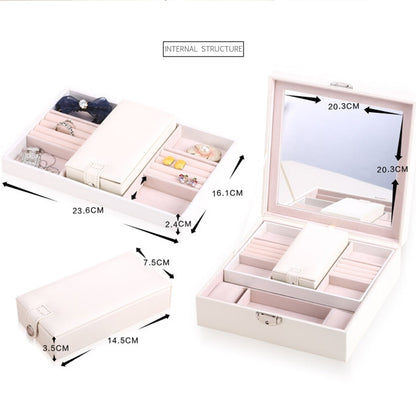 ELECTROPRIME Wooden Jewelry Box Necklace Ring Storage Organizer Large Jewel Cabinet Gift Case(White)