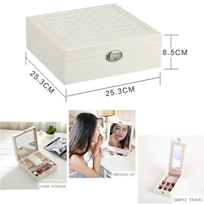 ELECTROPRIME Wooden Jewelry Box Necklace Ring Storage Organizer Large Jewel Cabinet Gift Case(White)