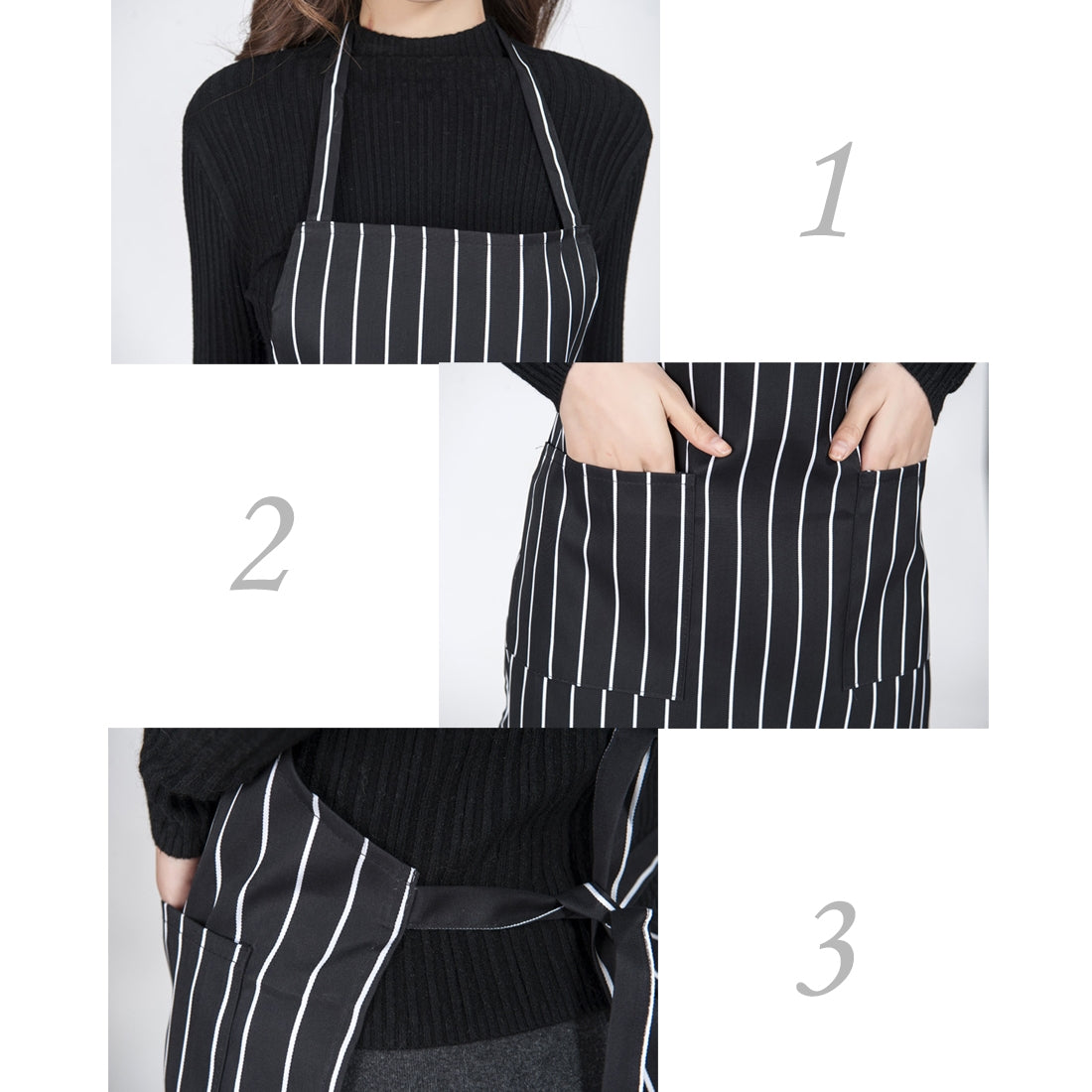 ELECTROPRIME Black and White Stripes Unisex Chef Waiter Barista Aprons Work Aprons