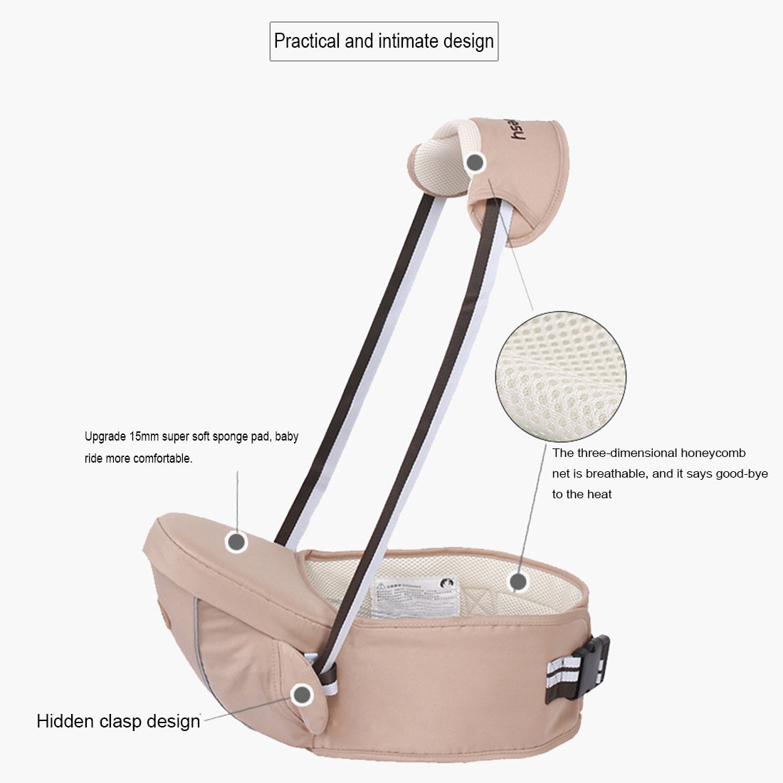 ELECTROPRIME Ergonomic Baby Carrier with Hip Seat for Baby with Reflective Strip for 0-3 Years Old(Purple)