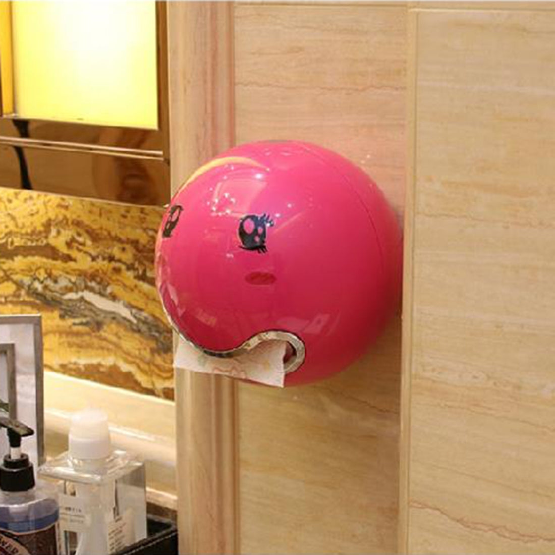 ELECTROPRIME Creative Tryitgo Expressions Pattern Bathroom Waterproof Toilet Paper Tray Tissue Holder, Size: 16.5*18.5cm (Magenta)