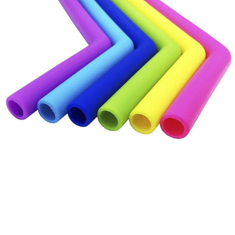 ELECTROPRIME Food Grade Silicone Straws Cartoon Colorful Drink Tools, Slim Bend Pipe, Length: 25cm, Outer Diameter: 7.8mm, Inner Diameter: 5mm, Random Color Delivery