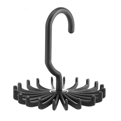 ELECTROPRIME 20 Claws 360 Degree Rotatable Tie Rack Belt Scarf Hanger Holder, Size: S(Black)