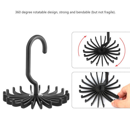 ELECTROPRIME 20 Claws 360 Degree Rotatable Tie Rack Belt Scarf Hanger Holder, Size: S(Black)