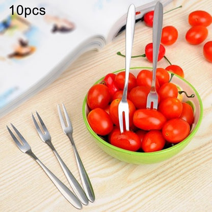 ELECTROPRIME 10 PCS Stainless Steel Fruit Fork Creative Environmental Small Fruit Prong