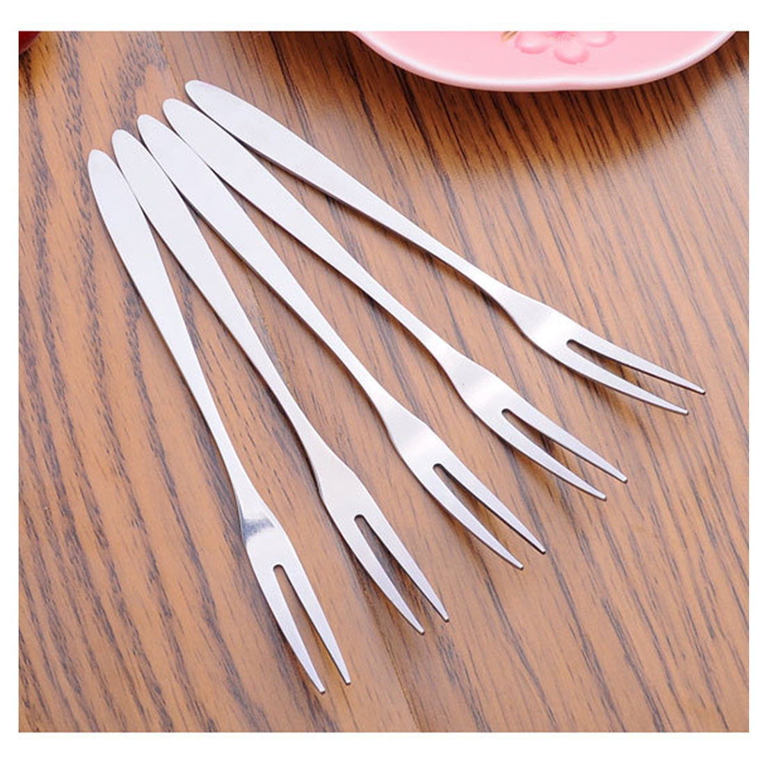 ELECTROPRIME 10 PCS Stainless Steel Fruit Fork Creative Environmental Small Fruit Prong