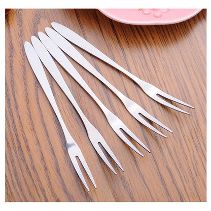 ELECTROPRIME 10 PCS Stainless Steel Fruit Fork Creative Environmental Small Fruit Prong
