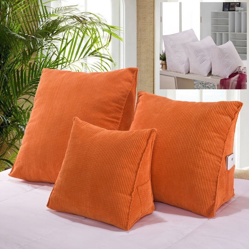 ELECTROPRIME Three-dimensional Triangular Wedge Tatami Cushion Bed Backrest Waist Support Pillow with Interior Pillow,  Size: 40cm x 36cm (Orange)