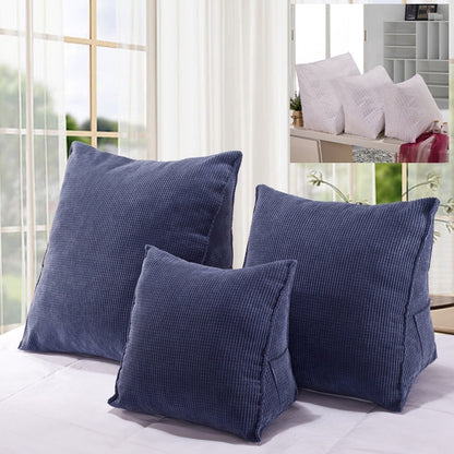 ELECTROPRIME Three-dimensional Triangular Wedge Tatami Cushion Bed Backrest Waist Support Pillow with Interior Pillow,  Size: 40cm x 36cm (Navy Blue)