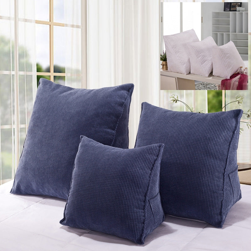 ELECTROPRIME Three-dimensional Triangular Wedge Tatami Cushion Bed Backrest Waist Support Pillow with Interior Pillow,  Size: 40cm x 36cm (Navy Blue)