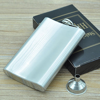 ELECTROPRIME 225mL (8oz) Outdoor Sports Handy Home Travel Wild Stainless Steel Portable Hip Flask(with Small Funnel)(Silver 225mL (8oz))