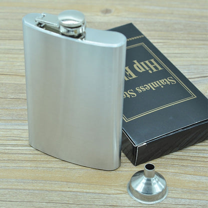 ELECTROPRIME 225mL (8oz) Outdoor Sports Handy Home Travel Wild Stainless Steel Portable Hip Flask(with Small Funnel)(Silver 225mL (8oz))