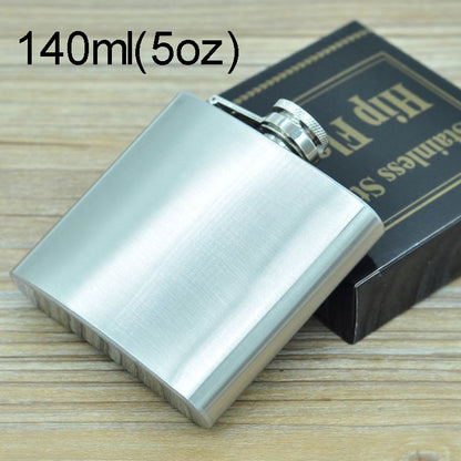 ELECTROPRIME 140mL (5oz) Outdoor Sports Handy Home Travel Wild Stainless Steel Portable Hip Flask(with Small Funnel)(Silver 140mL (5oz))