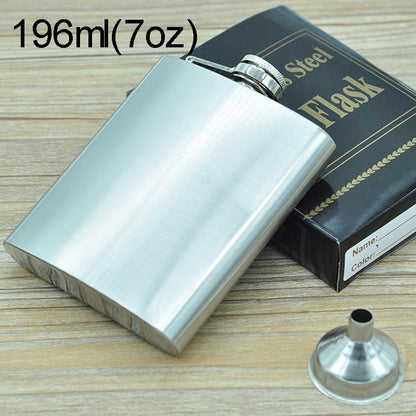 ELECTROPRIME 196mL (7oz) Outdoor Sports Handy Home Travel Wild Stainless Steel Portable Hip Flask(with Small Funnel)(Silver 196mL (7oz))