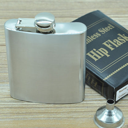 ELECTROPRIME 196mL (7oz) Outdoor Sports Handy Home Travel Wild Stainless Steel Portable Hip Flask(with Small Funnel)(Silver 196mL (7oz))