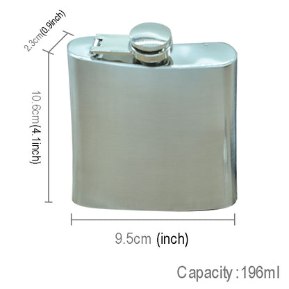 ELECTROPRIME 196mL (7oz) Outdoor Sports Handy Home Travel Wild Stainless Steel Portable Hip Flask(with Small Funnel)(Silver 196mL (7oz))