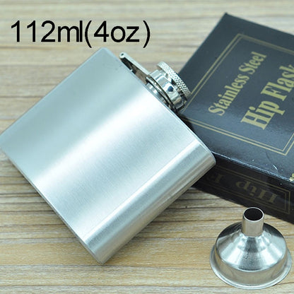 ELECTROPRIME 112mL (4oz) Outdoor Sports Handy Home Travel Wild Stainless Steel Portable Hip Flask(with Small Funnel)(Silver 112mL (4oz))