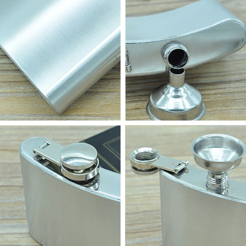 ELECTROPRIME 112mL (4oz) Outdoor Sports Handy Home Travel Wild Stainless Steel Portable Hip Flask(with Small Funnel)(Silver 112mL (4oz))