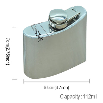 ELECTROPRIME 112mL (4oz) Outdoor Sports Handy Home Travel Wild Stainless Steel Portable Hip Flask(with Small Funnel)(Silver 112mL (4oz))