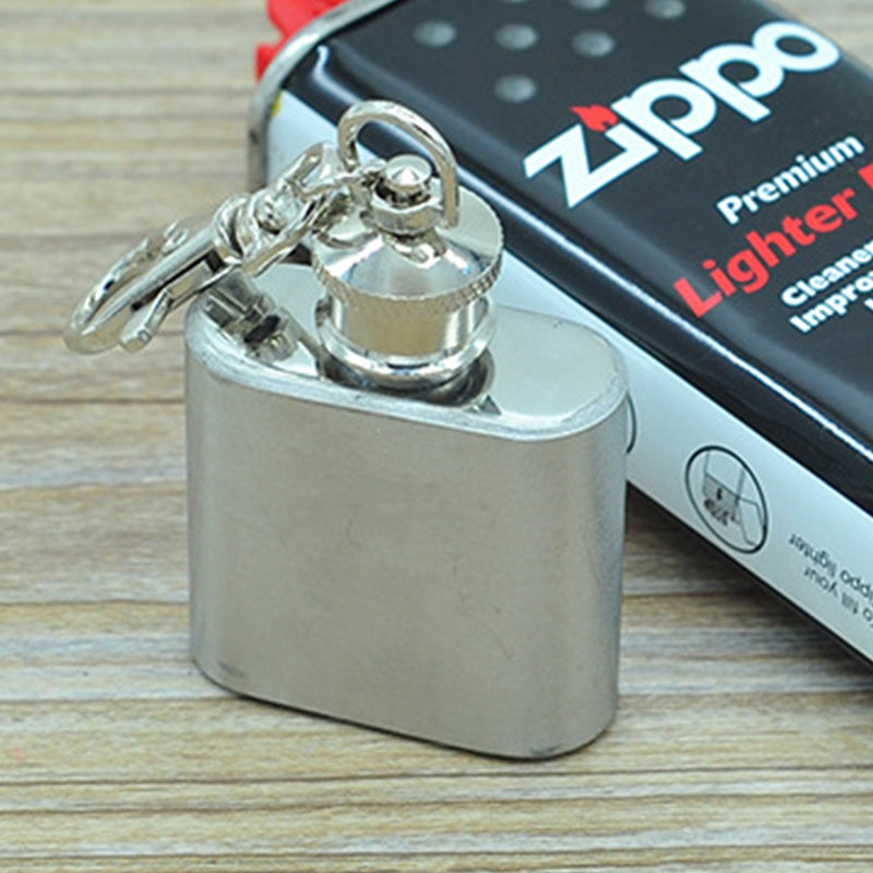 ELECTROPRIME 28mL(1oz)Cute Mini Portable Wine Jug Handy Stainless Steel Hip Flask with a Key Chain(Silver)