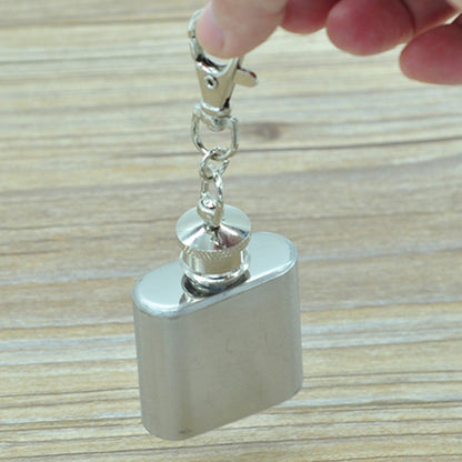 ELECTROPRIME 28mL(1oz)Cute Mini Portable Wine Jug Handy Stainless Steel Hip Flask with a Key Chain(Silver)