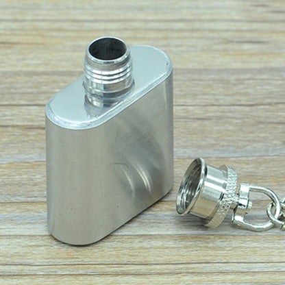 ELECTROPRIME 28mL(1oz)Cute Mini Portable Wine Jug Handy Stainless Steel Hip Flask with a Key Chain(Silver)
