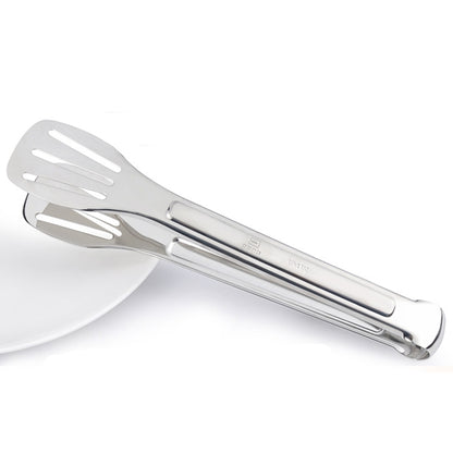 ELECTROPRIME Stainless Steel Barbecue Steak Clip Tongs BBQ Roasting Shovels Leak Steak Shovel Spatula Food Clamp Bread Clips, Length: 24cm
