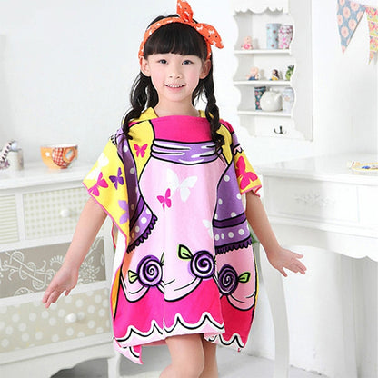 ELECTROPRIME Children Beach Towel Hooded Cloak Kids Boy Girl Baby Bath Towel Absorbent Bathrobe Swim Clothes, Size: 60 x 120cm, Suitable for Height 1.2m or Less