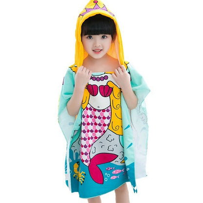 ELECTROPRIME Children Beach Towel Hooded Cloak Kids Boy Girl Baby Bath Towel Absorbent Bathrobe Swim Clothes, Size: 60 x 120cm, Suitable for Height 1.2m or Less