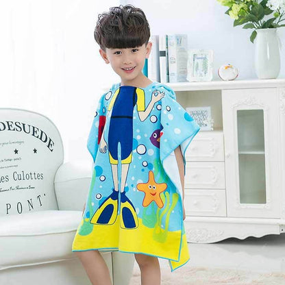 ELECTROPRIME Children Beach Towel Hooded Cloak Kids Boy Girl Baby Bath Towel Absorbent Bathrobe Swim Clothes, Size: 60 x 120cm, Suitable for Height 1.2m or Less