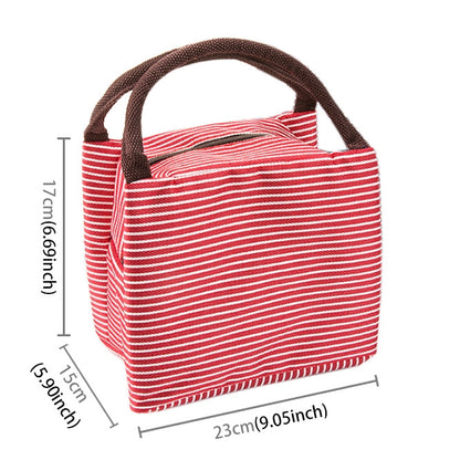 ELECTROPRIME Multifunctional Thicken Stripe Cloth Lunchbox Bag Handbag Lunch Heat Preservation Cold Insulation Bag Storage Bag, Size: 23x17x15cm(Red)