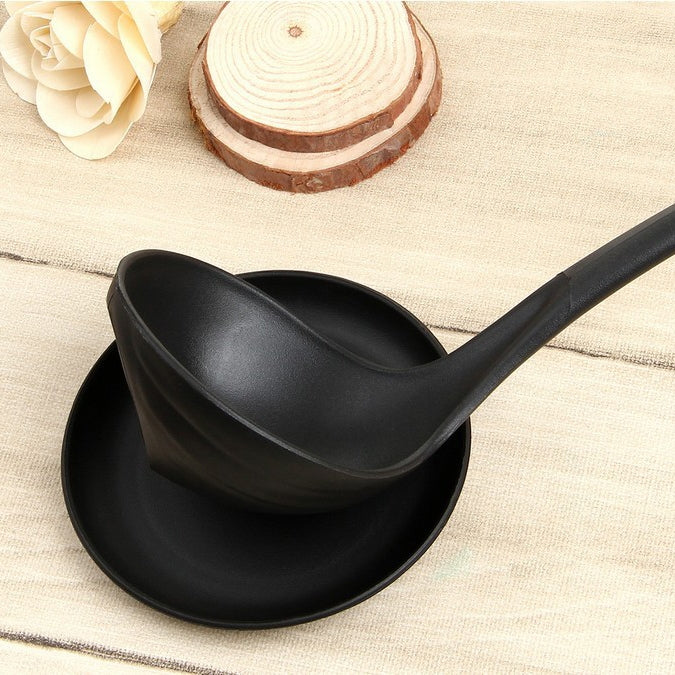 ELECTROPRIME Stand Up Ladle Spoon with Tray for Home or Commercial Kitchen, Spoon Size: 28.5*8.2cm(Black)