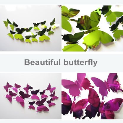 ELECTROPRIME 36 PCS Home Decoration Originality PC 3D Mirror Surface Butterfly Wall Paste