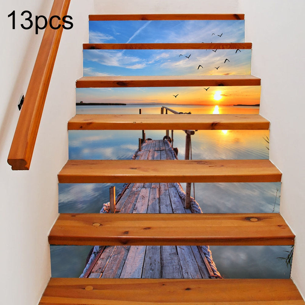 ELECTROPRIME 13pcs / Set DIY Creative Silent Sea Stairs Sticker Home Decoration, Size: 18*100cm