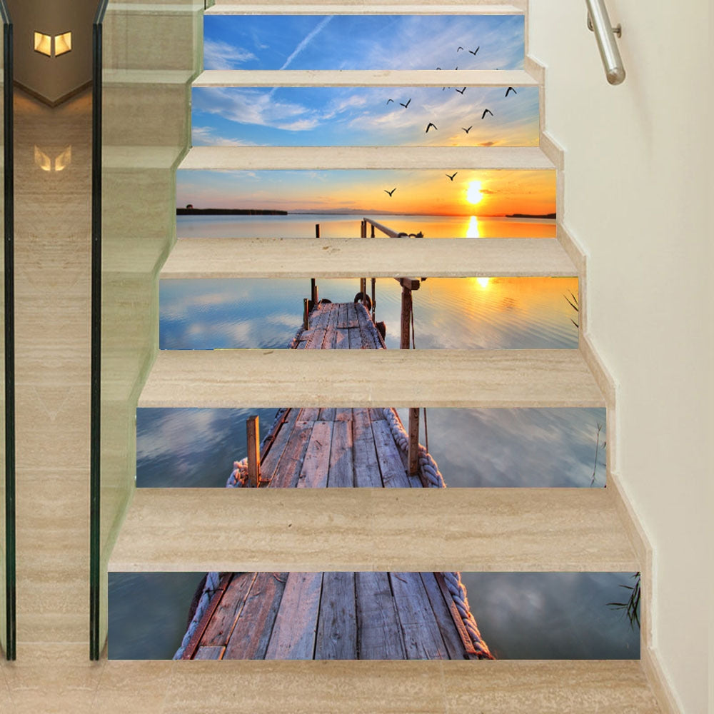 ELECTROPRIME 13pcs / Set DIY Creative Silent Sea Stairs Sticker Home Decoration, Size: 18*100cm