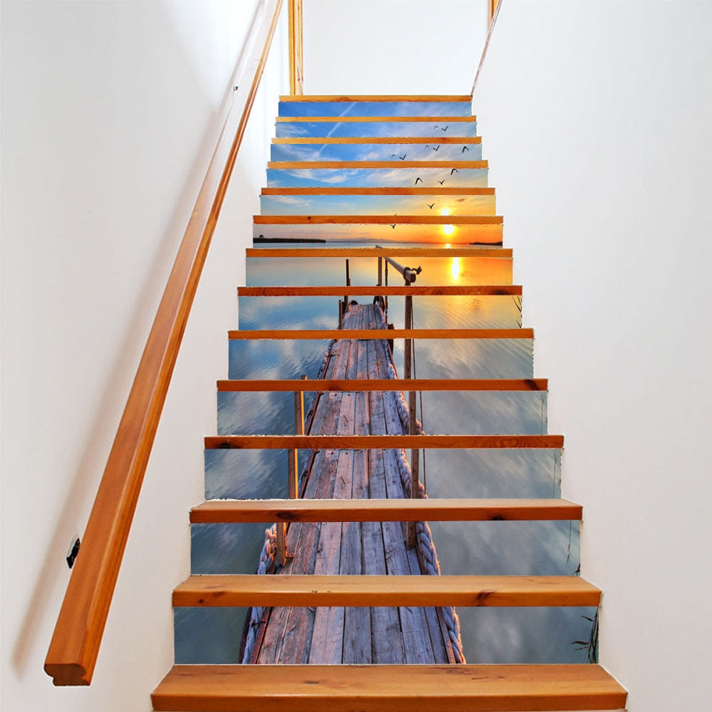 ELECTROPRIME 13pcs / Set DIY Creative Silent Sea Stairs Sticker Home Decoration, Size: 18*100cm