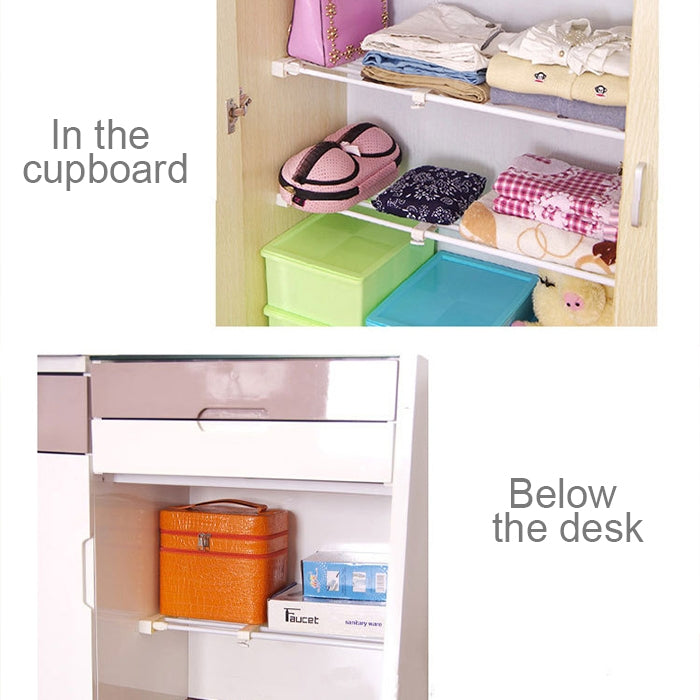 ELECTROPRIME Wardrobe Storage Layered Baffle Cabinet Shelf Dormitory Partition Cupboard Partition Board, Width: 24cm, Stretch Range: 30-40cm (White)