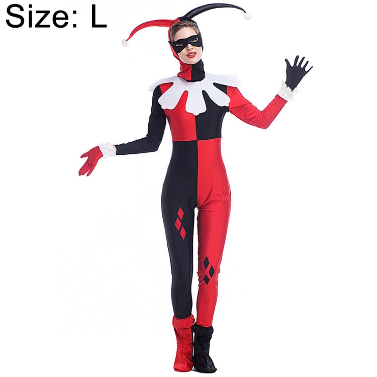ELECTROPRIME Halloween Costume Women Harry Qinn Clown Cosplay Clothing, Size:L, Bust:86~92cm, Waistline:70~75cm, Jumpsuit Length:140cm