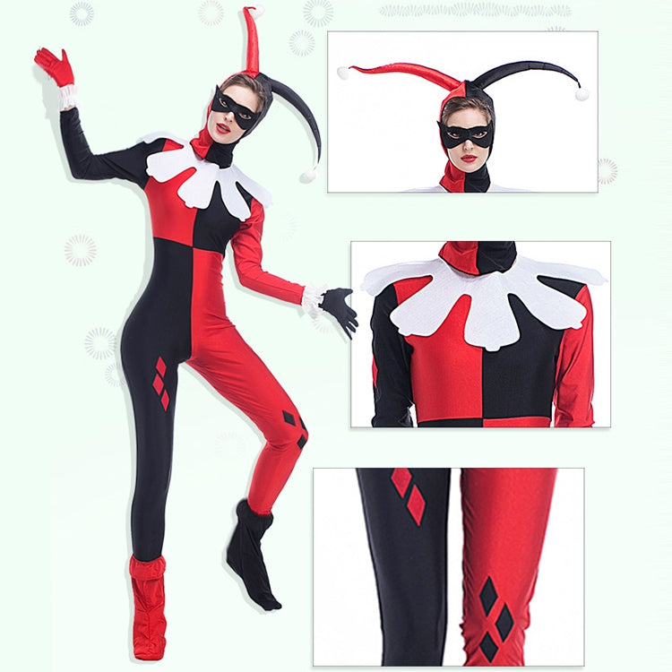 ELECTROPRIME Halloween Costume Women Harry Qinn Clown Cosplay Clothing, Size:L, Bust:86~92cm, Waistline:70~75cm, Jumpsuit Length:140cm
