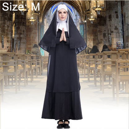 ELECTROPRIME Halloween Costume Women Nun Missionary Cosplay Clothing, Size:M, Bust:100cm, Dress Length:141cm, Shoulder Width:39cm