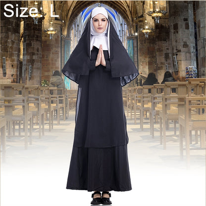 ELECTROPRIME Halloween Costume Women Nun Missionary Cosplay Clothing, Size:L, Bust:108cm, Dress Length:144cm, Shoulder Width:40cm