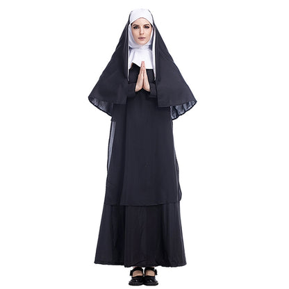ELECTROPRIME Halloween Costume Women Nun Missionary Cosplay Clothing, Size:L, Bust:108cm, Dress Length:144cm, Shoulder Width:40cm
