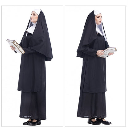 ELECTROPRIME Halloween Costume Women Nun Missionary Cosplay Clothing, Size:L, Bust:108cm, Dress Length:144cm, Shoulder Width:40cm