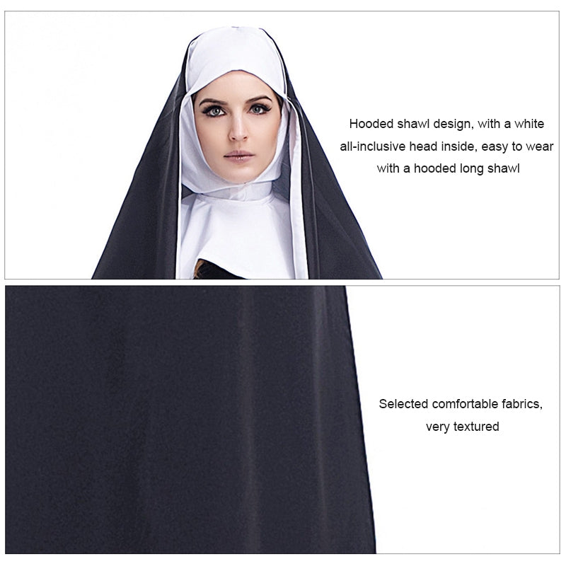 ELECTROPRIME Halloween Costume Women Nun Missionary Cosplay Clothing, Size:M, Bust:100cm, Dress Length:141cm, Shoulder Width:39cm