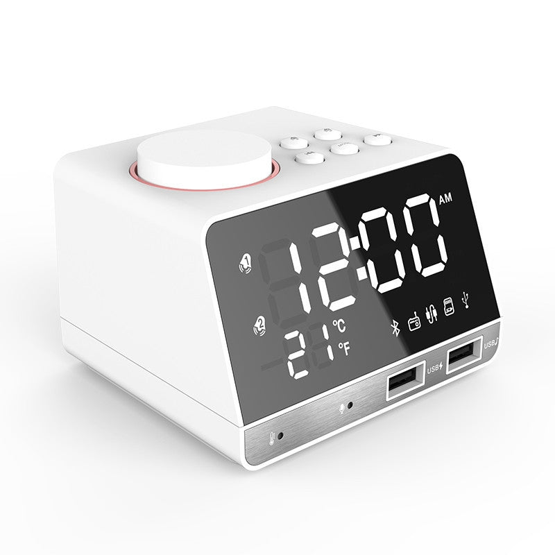 ELECTROPRIME K11 Bluetooth Alarm Clock Speaker Creative Digital Music Clock Display Radio with Dual USB Interface, Support U Disk / TF Card / FM / AUX, EU Plug(White)