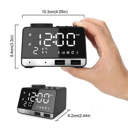 ELECTROPRIME K11 Bluetooth Alarm Clock Speaker Creative Digital Music Clock Display Radio with Dual USB Interface, Support U Disk / TF Card / FM / AUX, UK Plug(White)